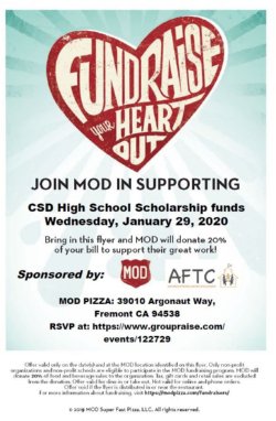 Bring this flyer and MOD will donate 20% of your bill to support CSD.